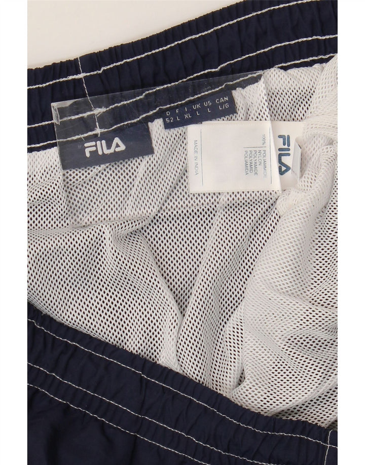 Pantaloncini sportivi grafici da uomo Fila Large blu navy color block in poliammide