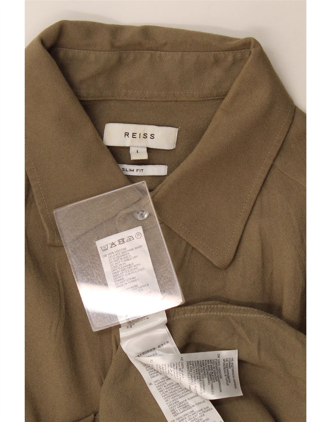 Camicia Reiss da uomo slim fit grande in viscosa kaki
