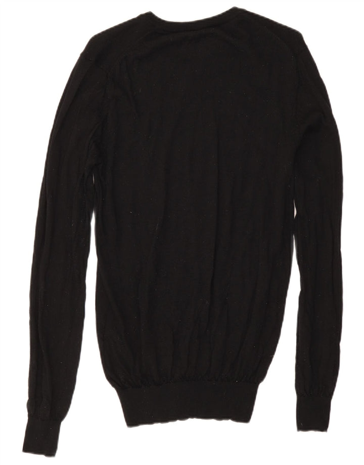 Maglione Reiss da uomo con scollo a V piccolo in lana nera