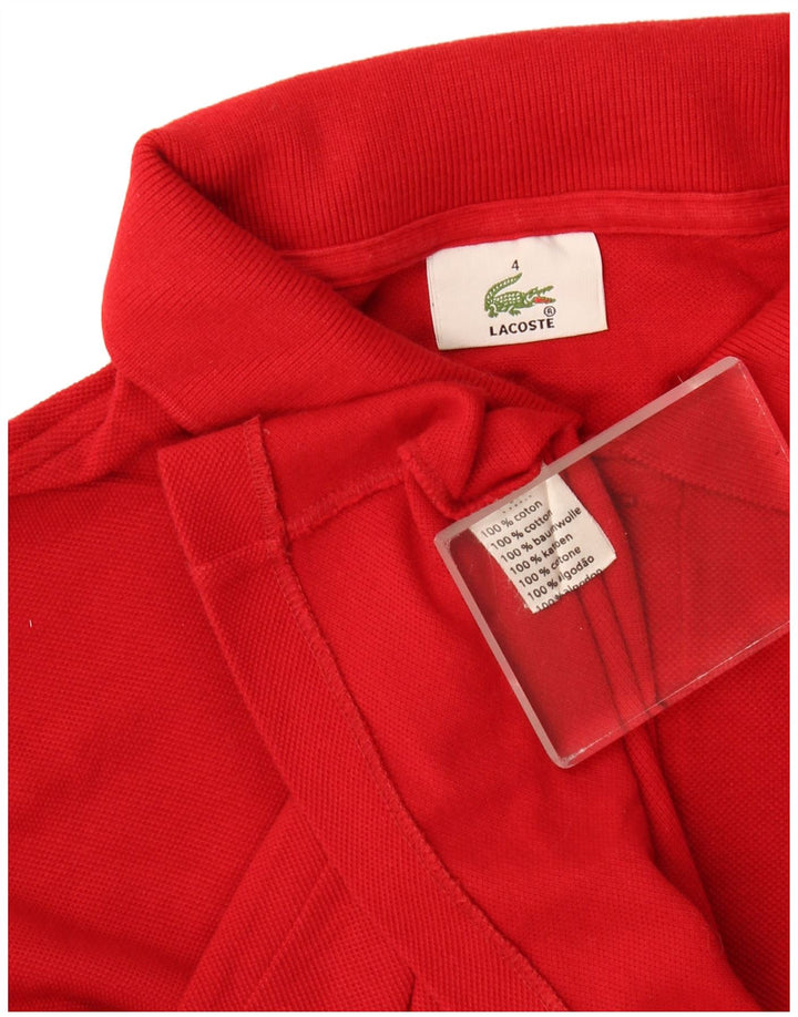 Polo da uomo a maniche lunghe Lacoste taglia 4, cotone rosso medio