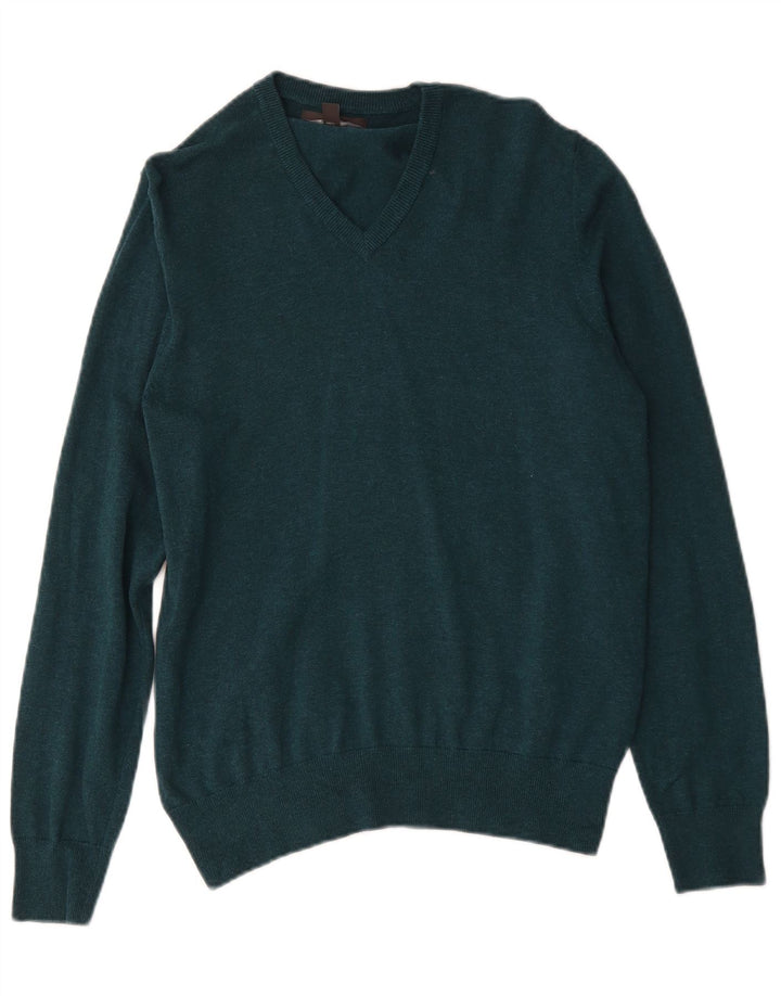 Maglione da uomo con scollo a V Marks & Spencer in cotone verde medio