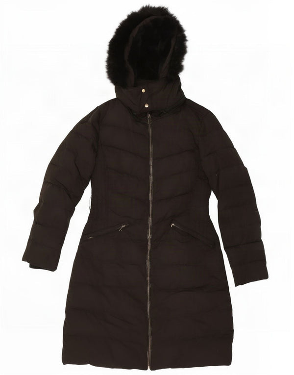 Cappotto imbottito con cappuccio da donna Zara UK 12 medio poliestere nero