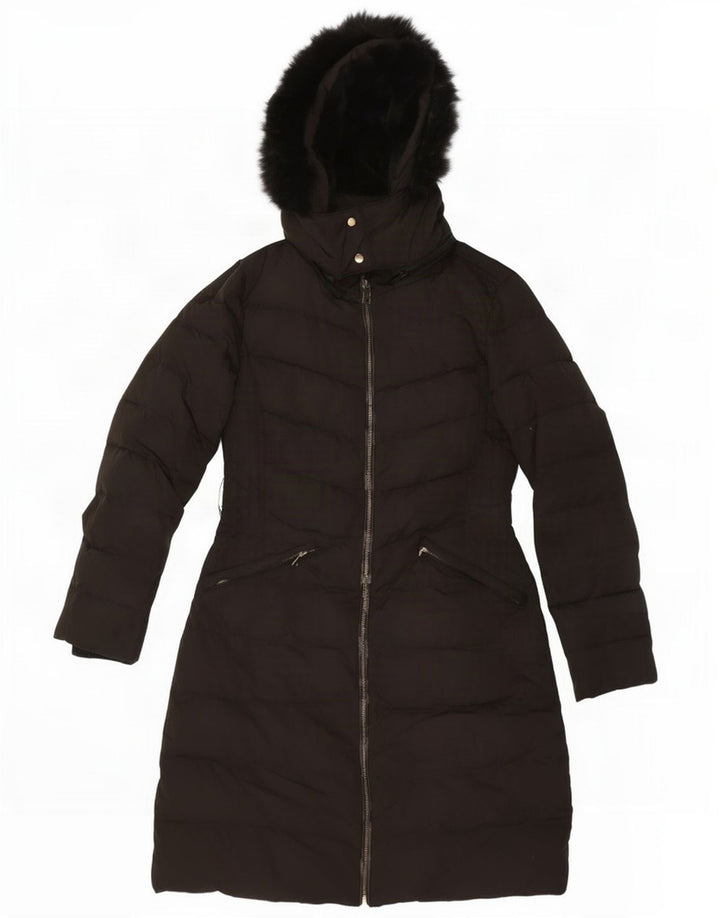 Cappotto imbottito con cappuccio da donna Zara UK 12 medio poliestere nero