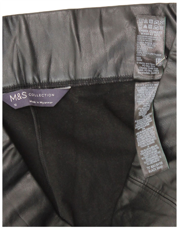 Leggings in ecopelle da donna Marks & Spencer UK 12 poliestere nero medio