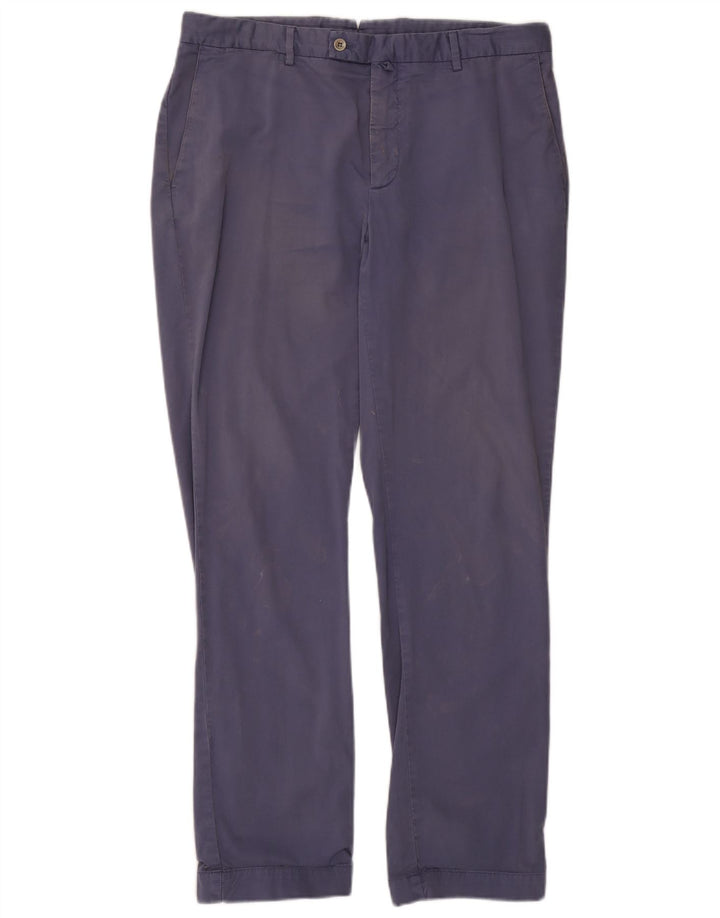 Pantaloni da abito dritti da uomo Hackett W36 L32 in cotone blu navy