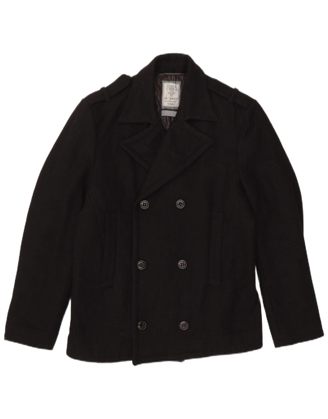 Cappotto da marinaio da uomo Kruder UK 40 grande lana nera