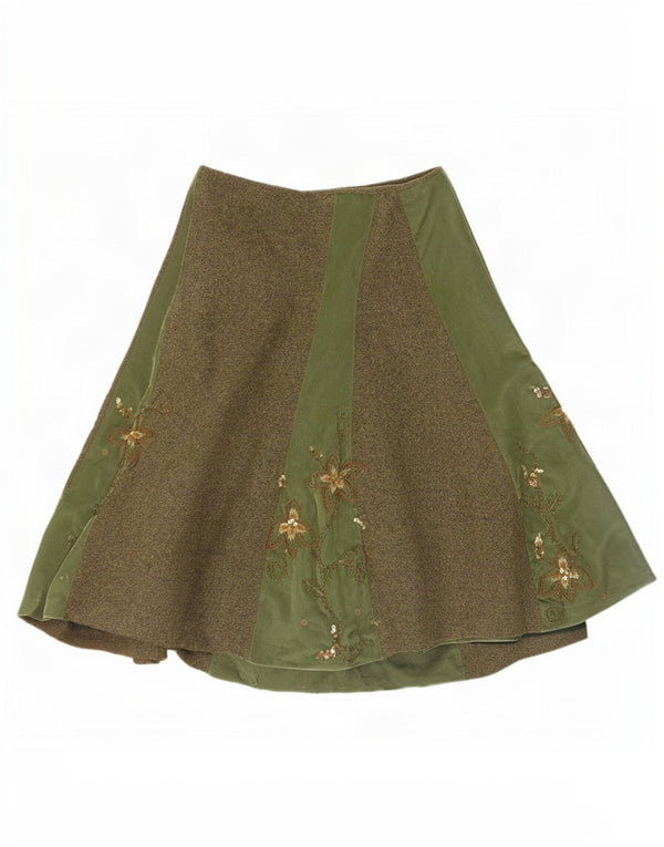 Gonna a trapezio da donna Monsoon UK 10 piccola W30 verde floreale