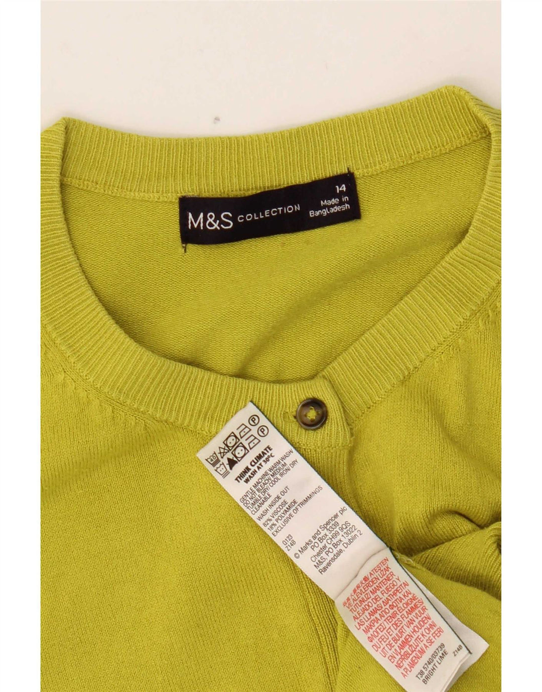 Maglione cardigan corto da donna Marks & Spencer UK 14 Viscosa giallo medio