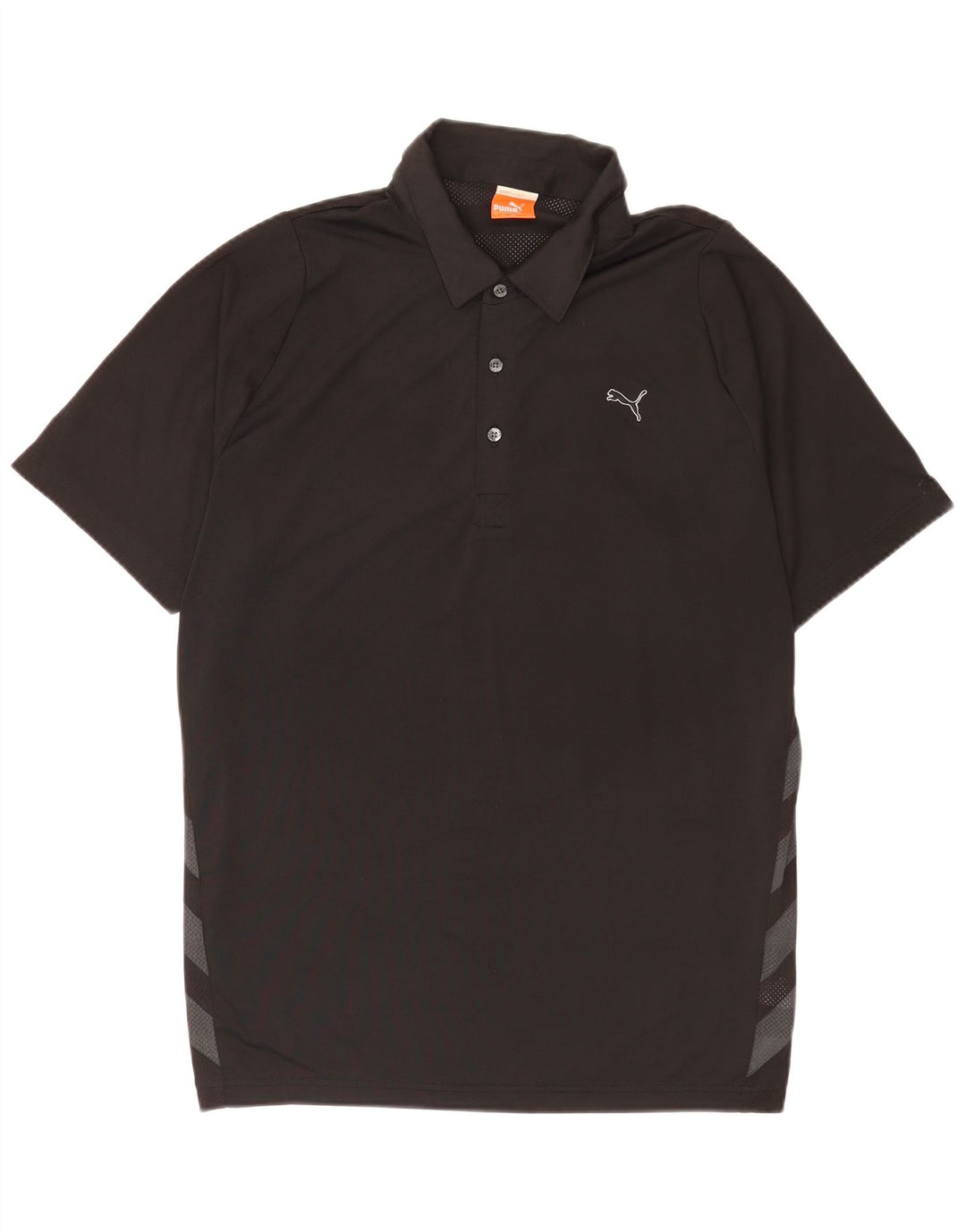 Polo grafica da uomo Puma Large nera in poliestere color block