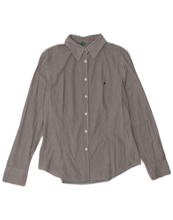 Camicia da donna Benetton UK 18 XL Cotone gessato blu navy