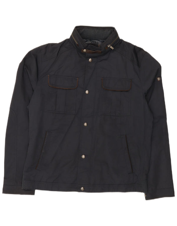 Massimo Dutti Giacca utilitaria da uomo con cappuccio UK 42 XL Cotone blu navy