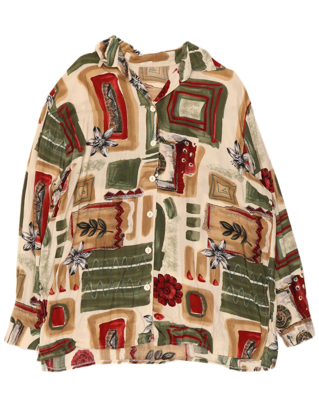 Camicia Vintage Donna IT 48 XL Viscosa Patchwork Multicolore