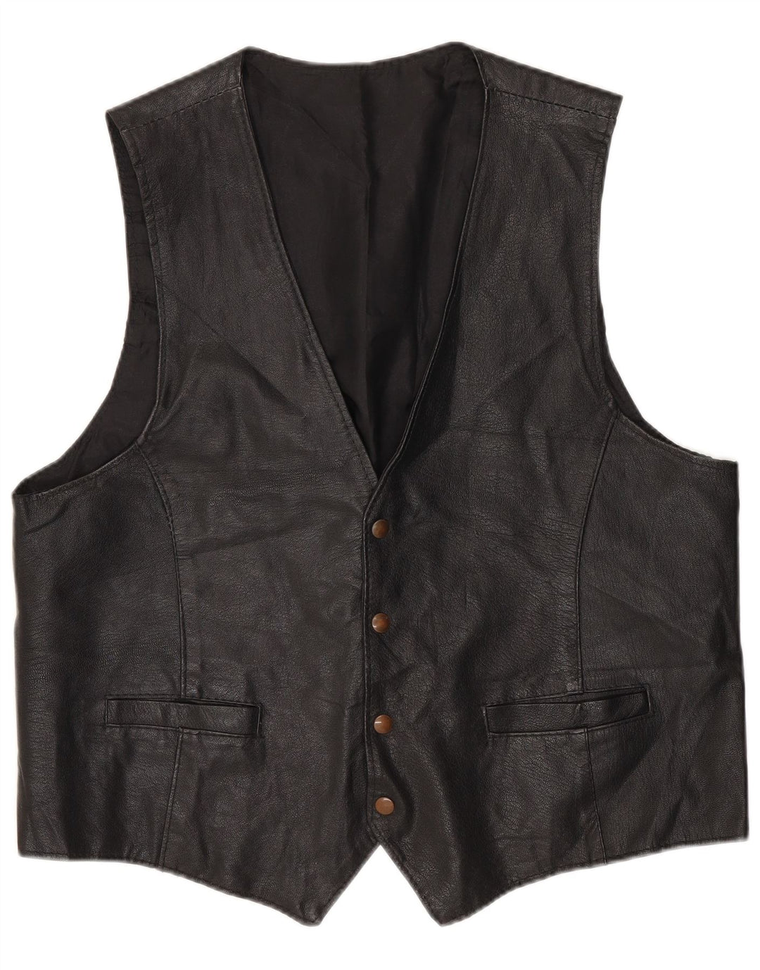 Gilet in pelle vintage da uomo XL nero
