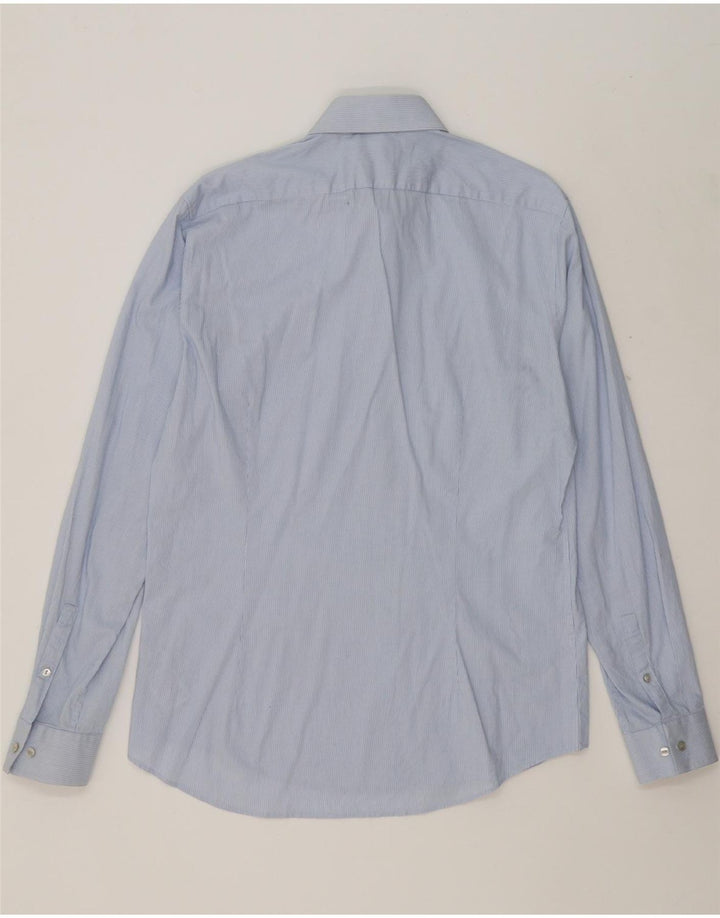 CALVIN KLEIN Mens Slim Fit Shirt Size 41 Medium Blue Striped Cotton Vintage Calvin Klein and Second-Hand Calvin Klein from Messina Hembry 