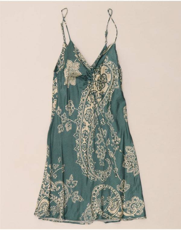 Abito sottoveste da donna Zara UK 6 XS verde Paisley viscosa