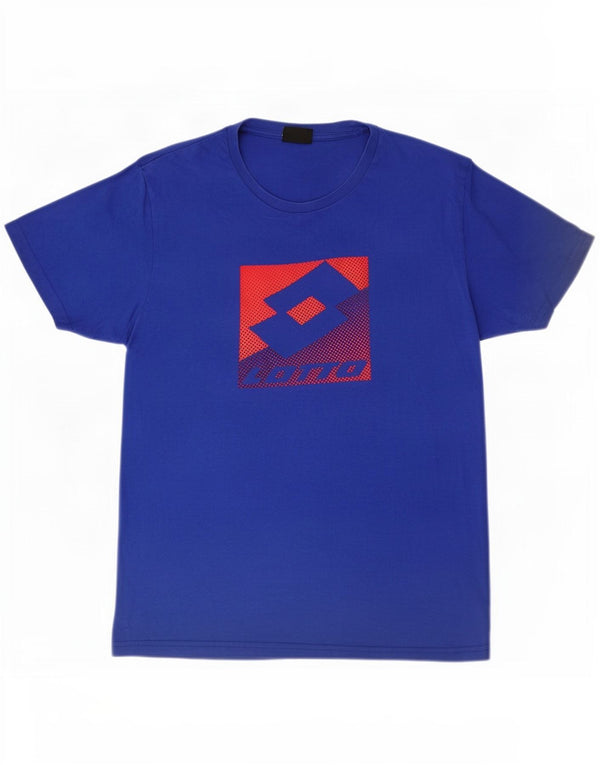 T-shirt grafica da uomo Lotto Top grande in cotone blu