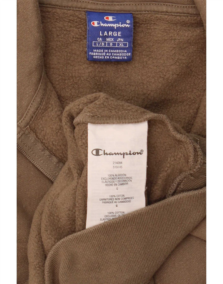 Felpa Champion da uomo con collo con zip, maglione grande, cotone beige