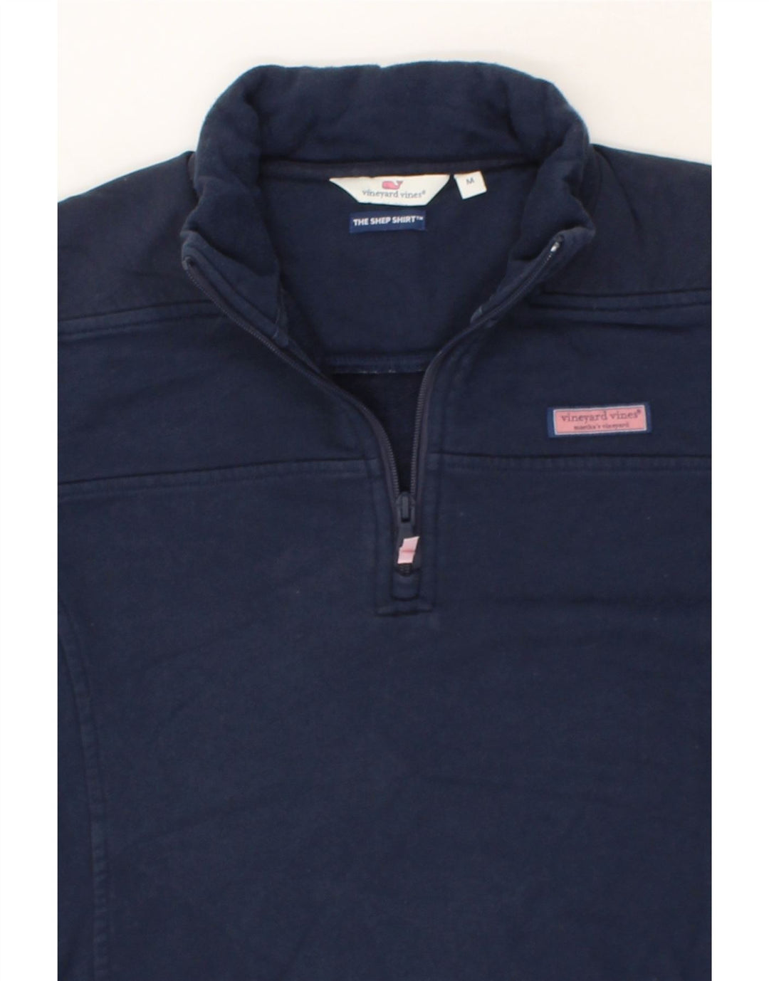 VINEYARD VINES Womens Zip Neck Sweatshirt Jumper UK 14 Medium Navy Blue Vintage Vineyard Vines and Second-Hand Vineyard Vines from Messina Hembry 