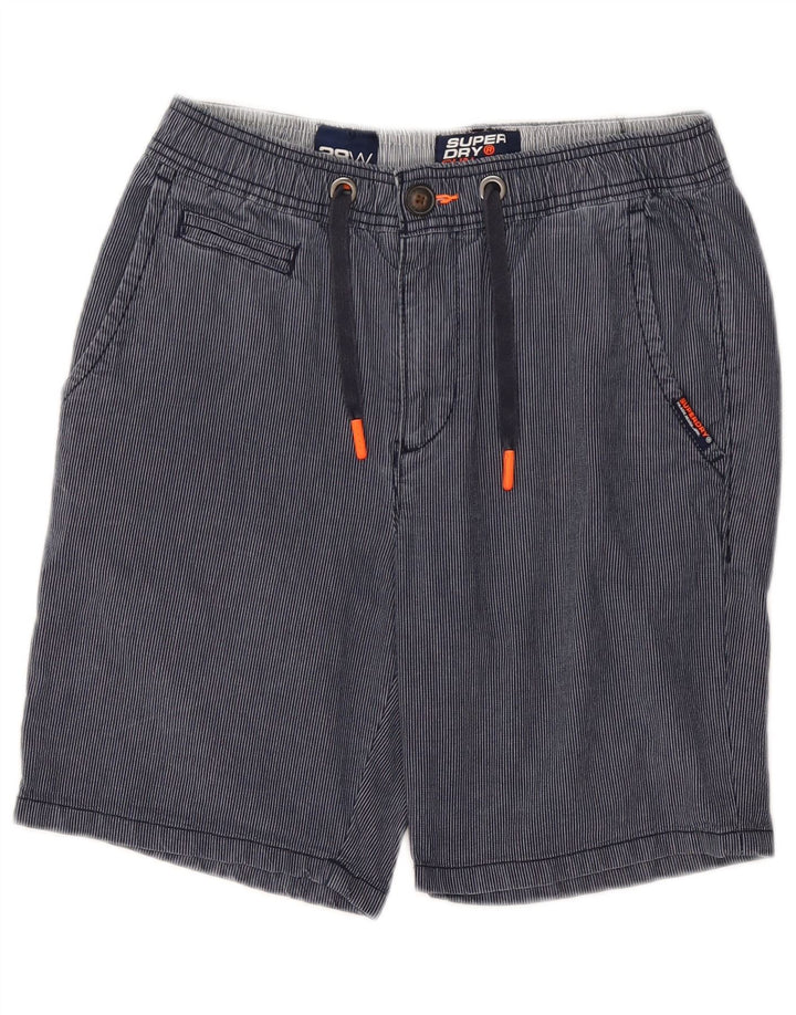 Pantaloncini chino da uomo SUPERDRY W30 cotone gessato medio blu navy
