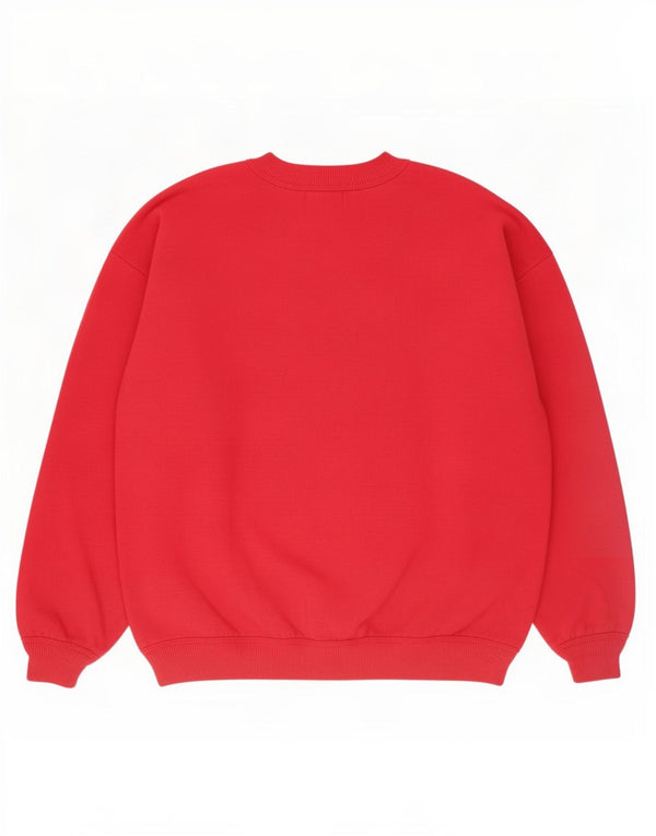 Felpa grafica da donna vintage maglione UK 16 grande cotone rosso