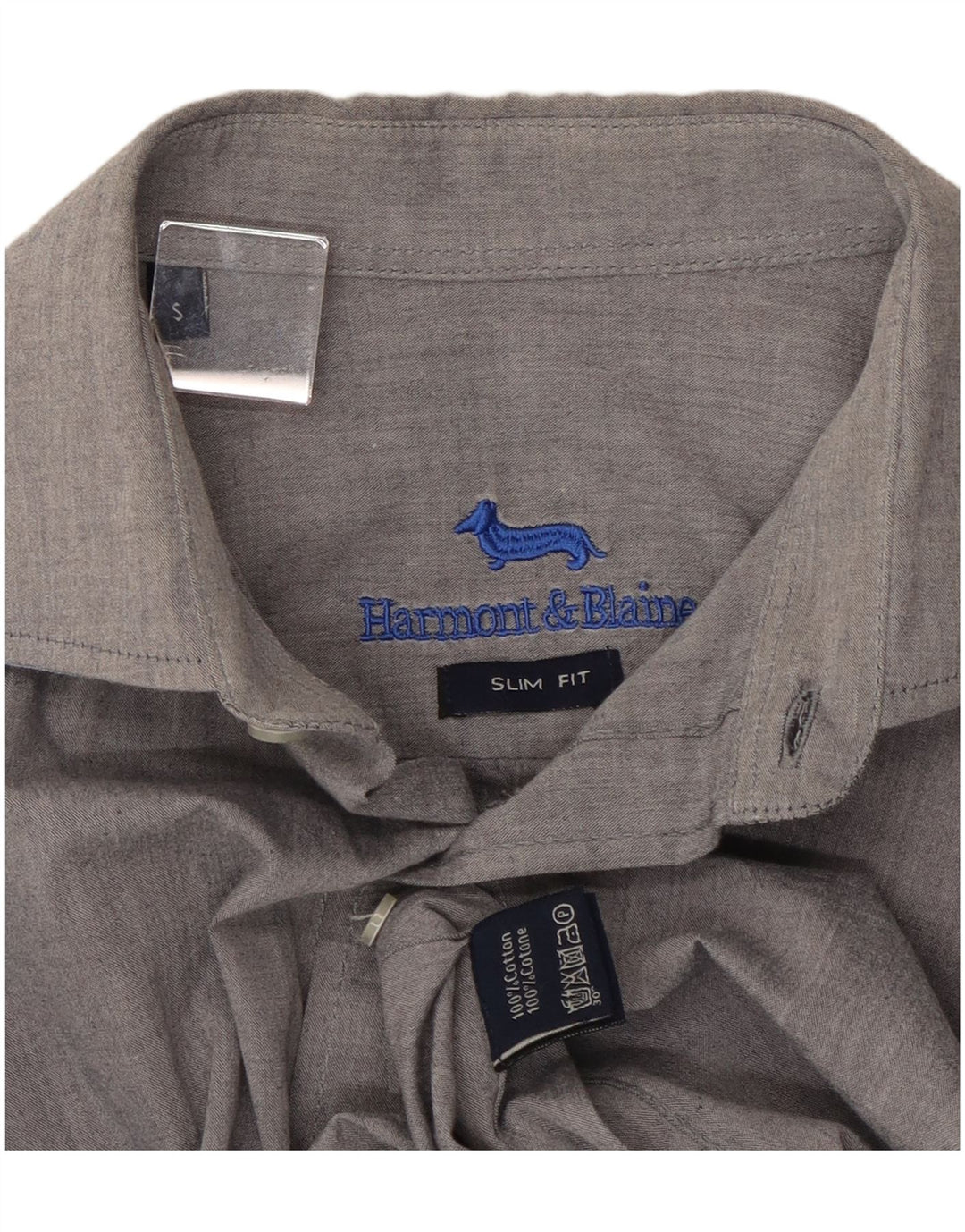 Camicia slim fit da uomo HARMONT & BLAINE piccola in cotone grigio