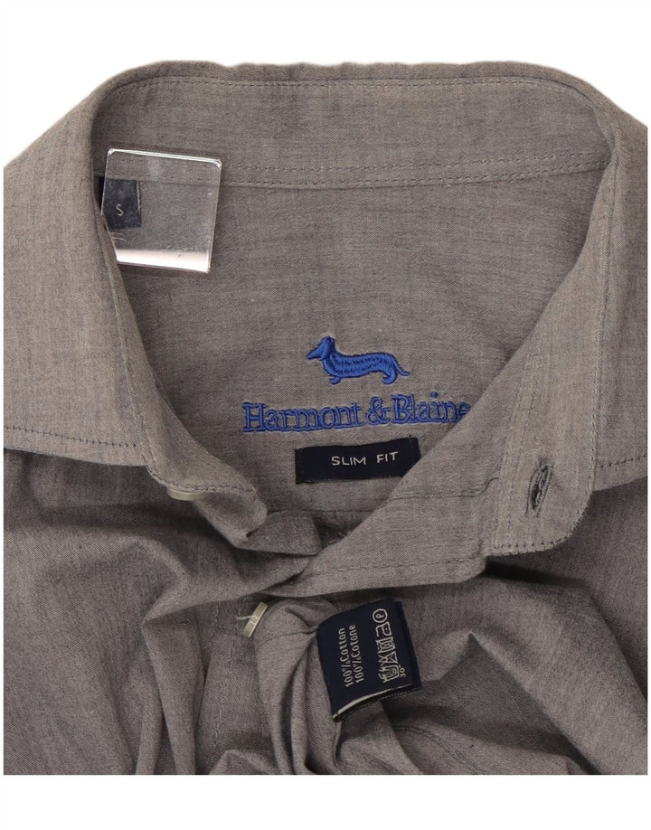 Camicia slim fit da uomo HARMONT & BLAINE piccola in cotone grigio