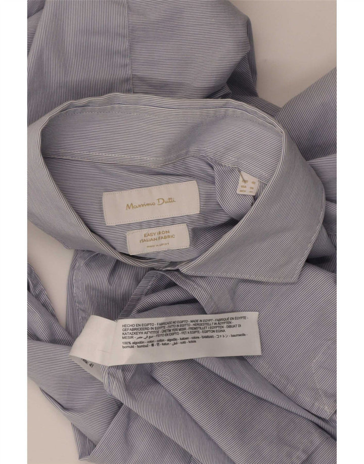 Camicia da uomo Massimo Dutti taglia 41 cotone gessato blu medio classico