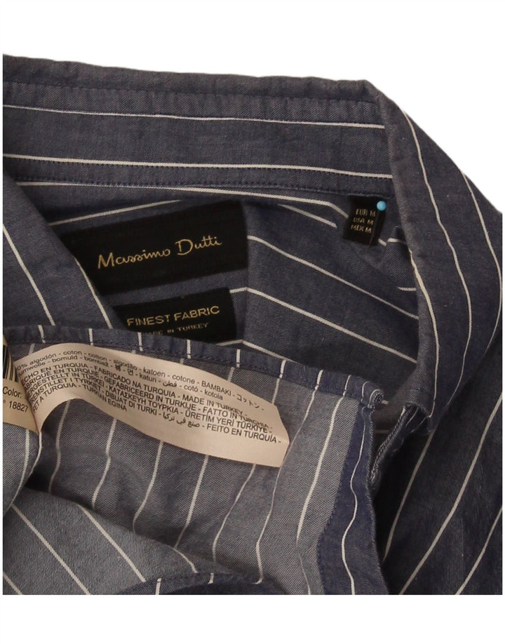 Camicia da uomo vestibilità regolare Massimo Dutti in cotone a righe blu navy medio