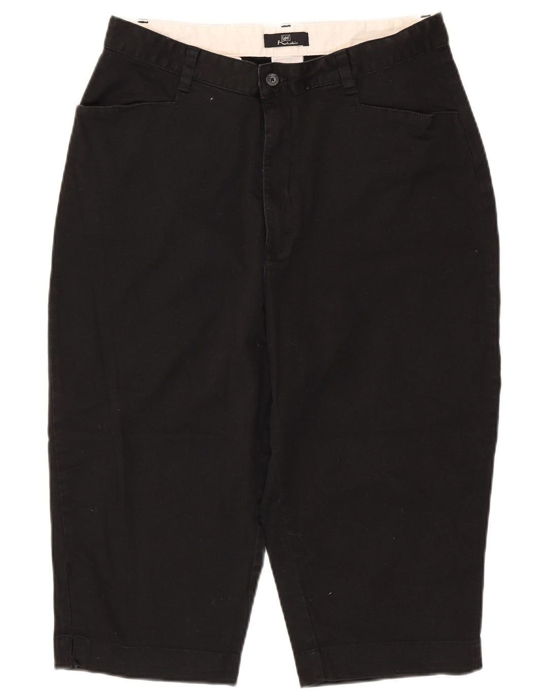 Pantaloni capri da donna cachi a vita alta LEE US 16 2XL W32 L18 cotone nero