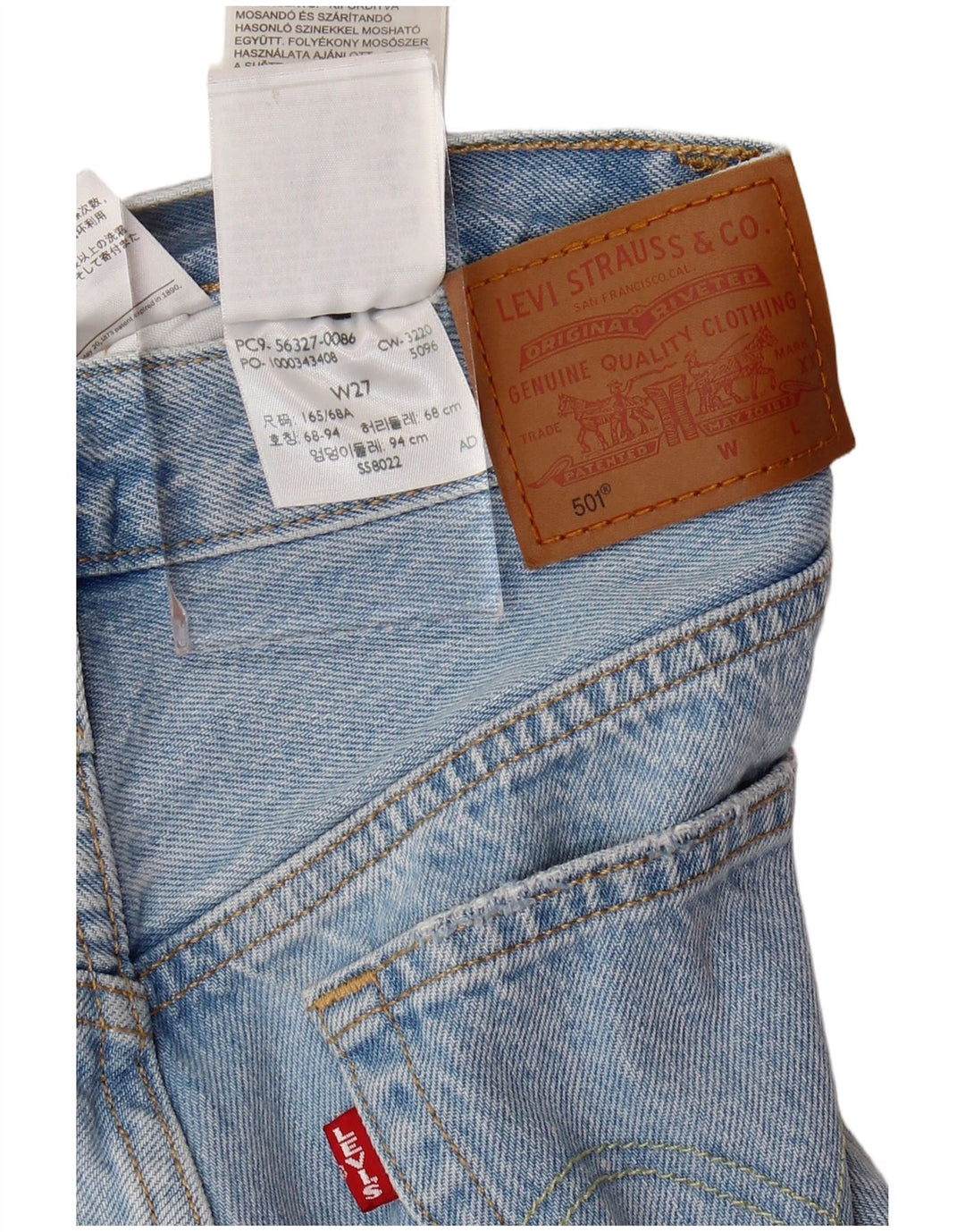 LEVI'S Pantaloncini di jeans a vita alta 501 da donna W27 piccoli in cotone blu