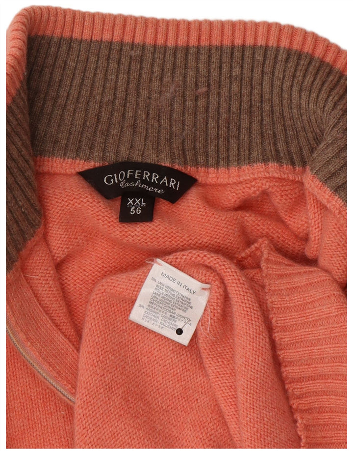 Maglione Gioferrari Uomo con Zip Collo IT 56 2XL Lana Rosa