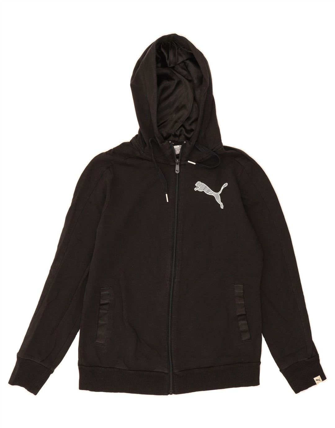 PUMA Womens Zip Hoodie Sweater UK 12 Medium Black Cotton Vintage Puma and Second-Hand Puma from Messina Hembry 