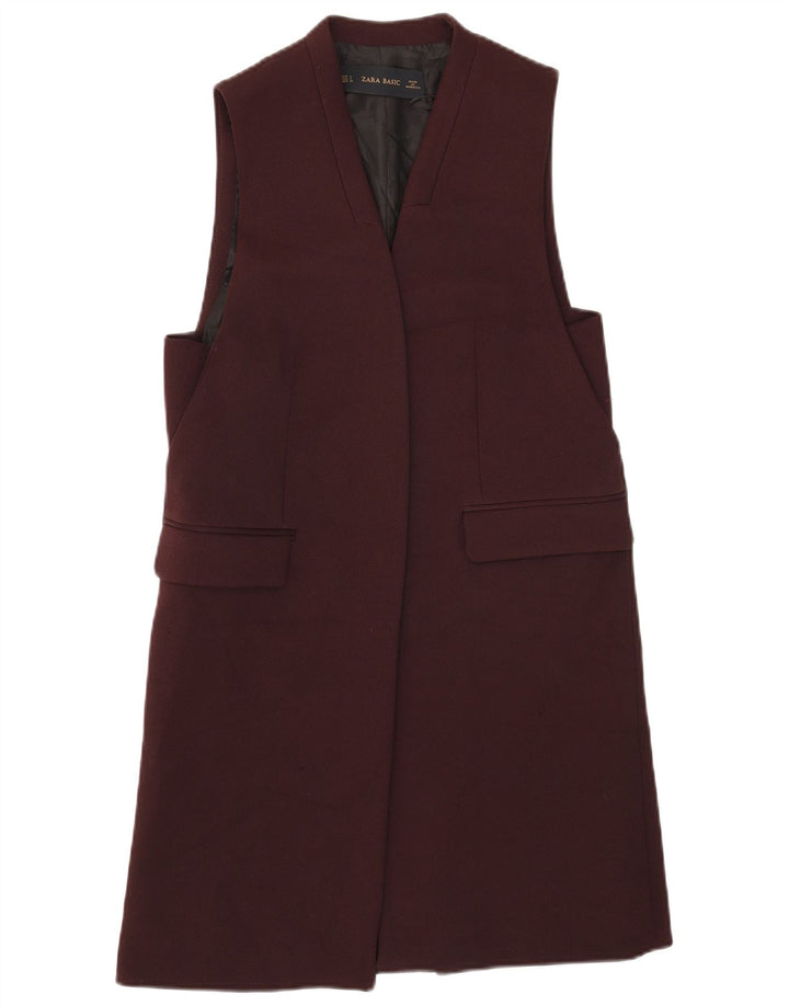 Gilet aperto da donna ZARA UK 10 piccolo marrone poliestere