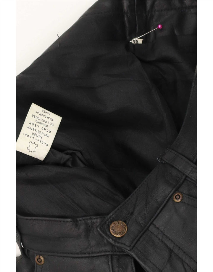 Pantaloni dritti in pelle vintage da uomo W30 L30 neri