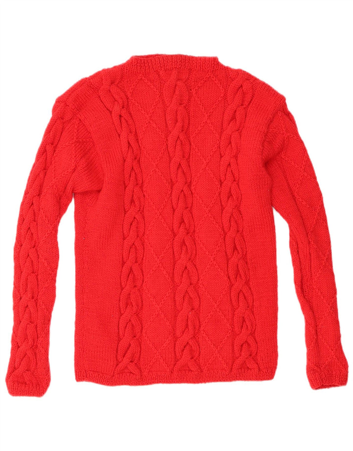 Maglione maglione vintage da donna con collo dolcevita UK 12 rosso medio