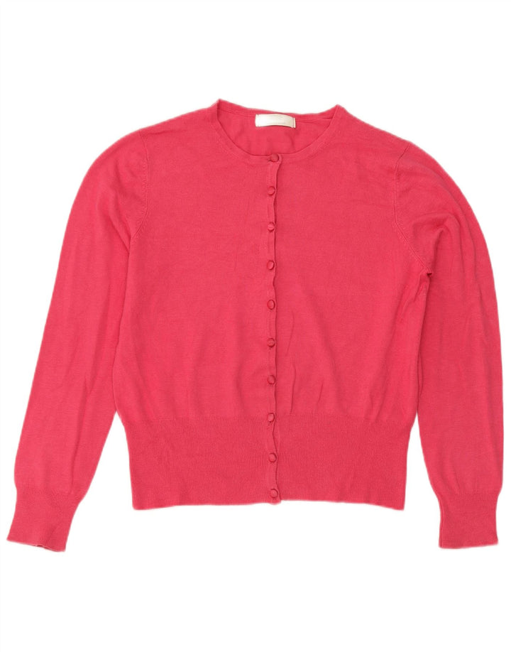 Maglione cardigan corto da donna Marks & Spencer UK 14 Viscosa rosa medio