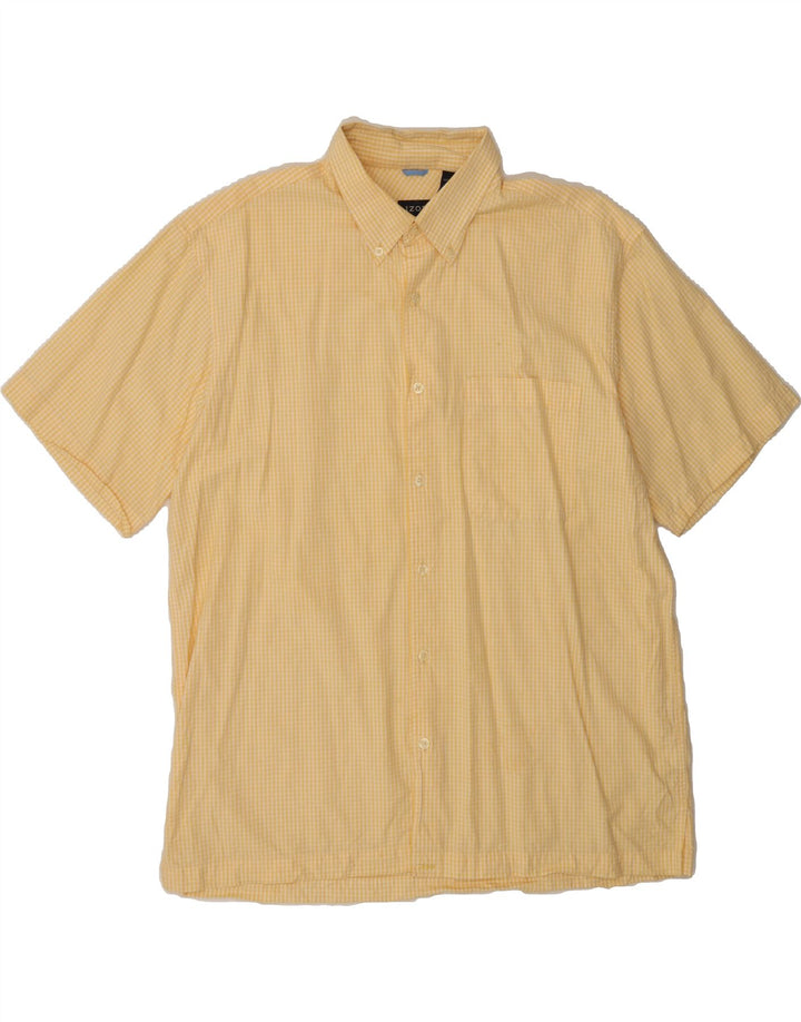 IZOD Mens Short Sleeve Shirt Large Yellow Gingham Cotton Vintage Izod and Second-Hand Izod from Messina Hembry 