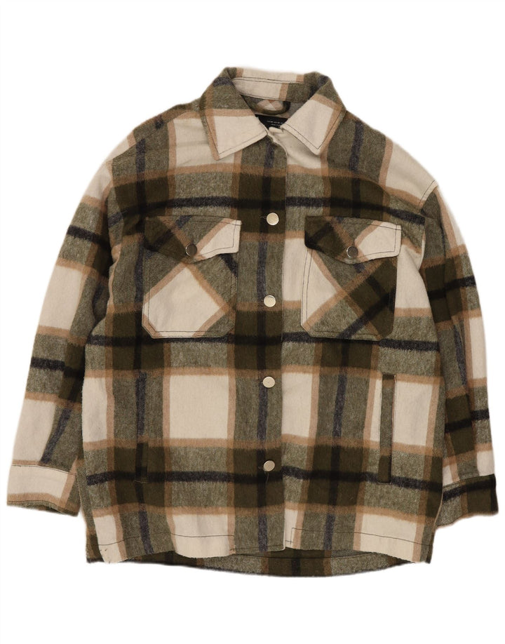 Giacca Shacket oversize da donna Zara UK 6 XS a quadri kaki