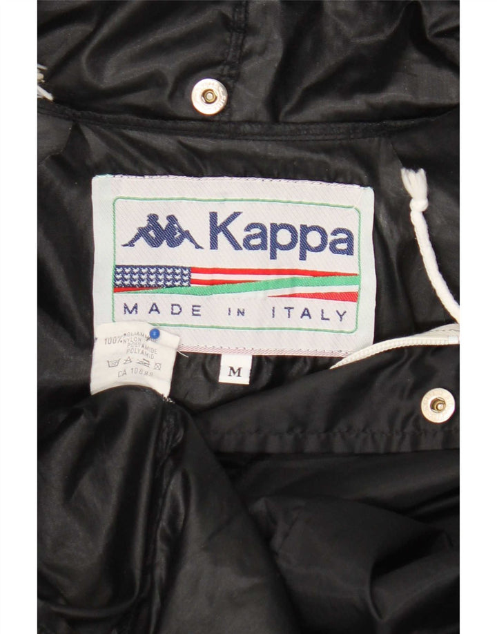 Giacca antipioggia con cappuccio grafico da uomo Kappa UK 38 nylon color block medio nero
