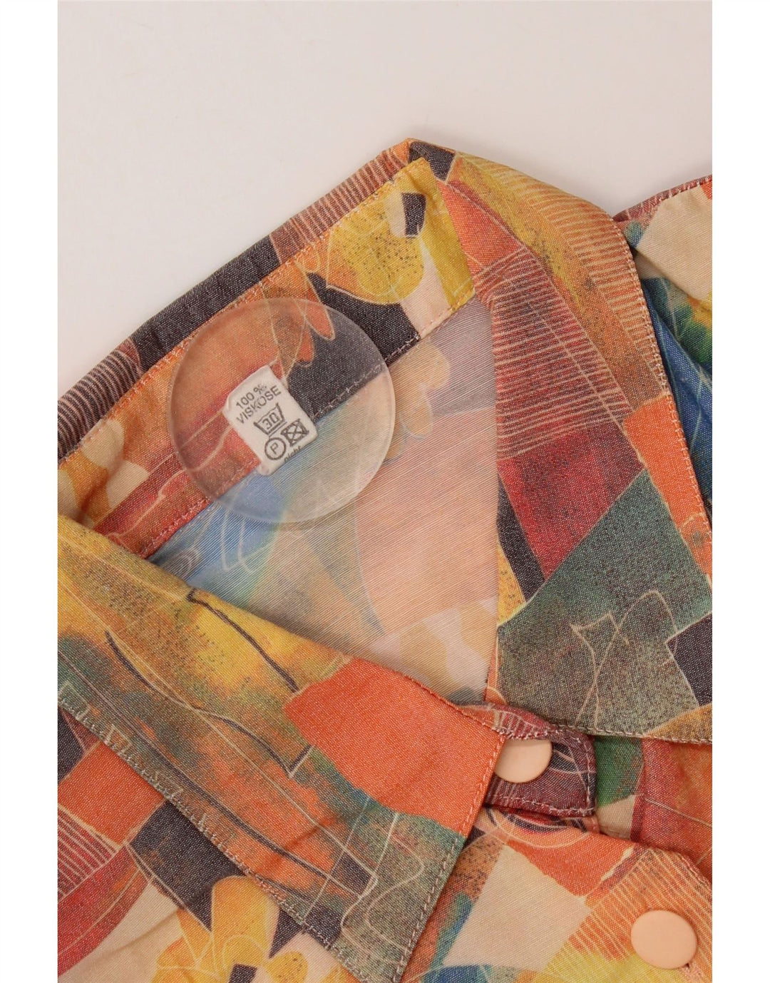 Camicia a maniche corte vintage da donna con motivo astratto UK 20 2XL multicolore