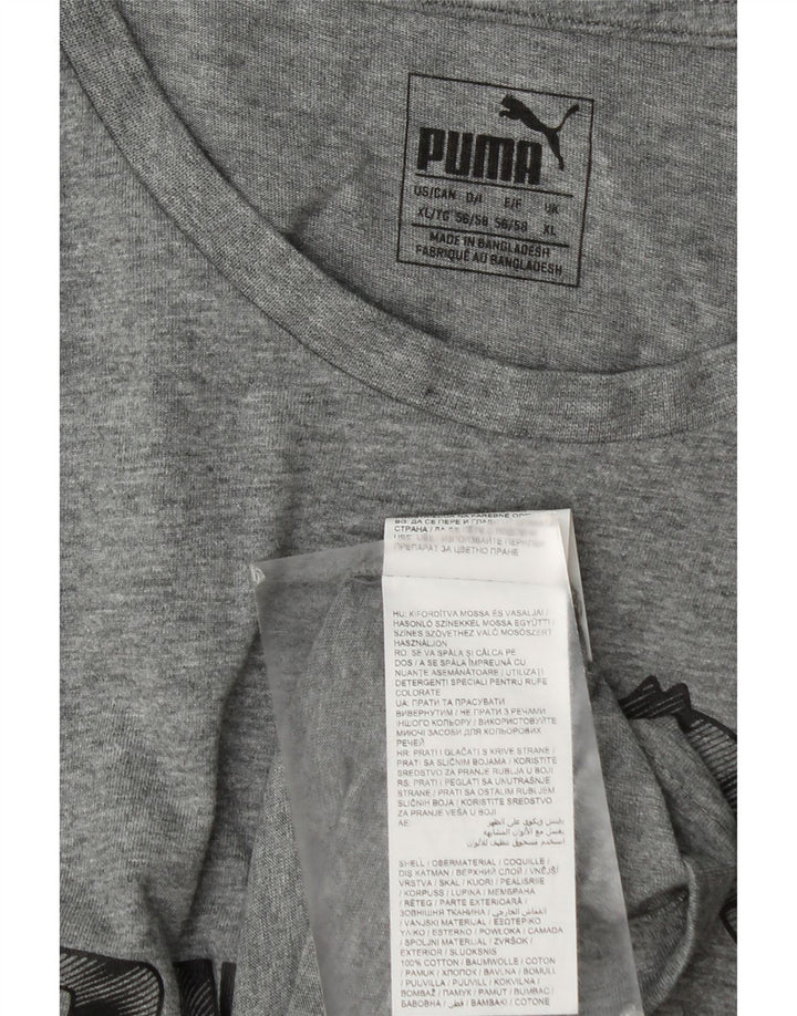T-shirt grafica da uomo Puma Top XL in cotone grigio