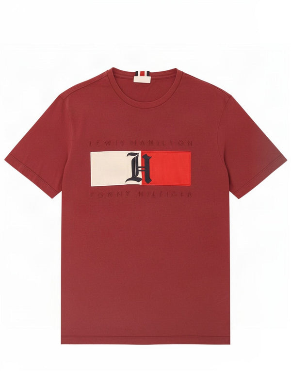 T-shirt grafica da uomo Tommy Hilfiger Top Large in cotone marrone