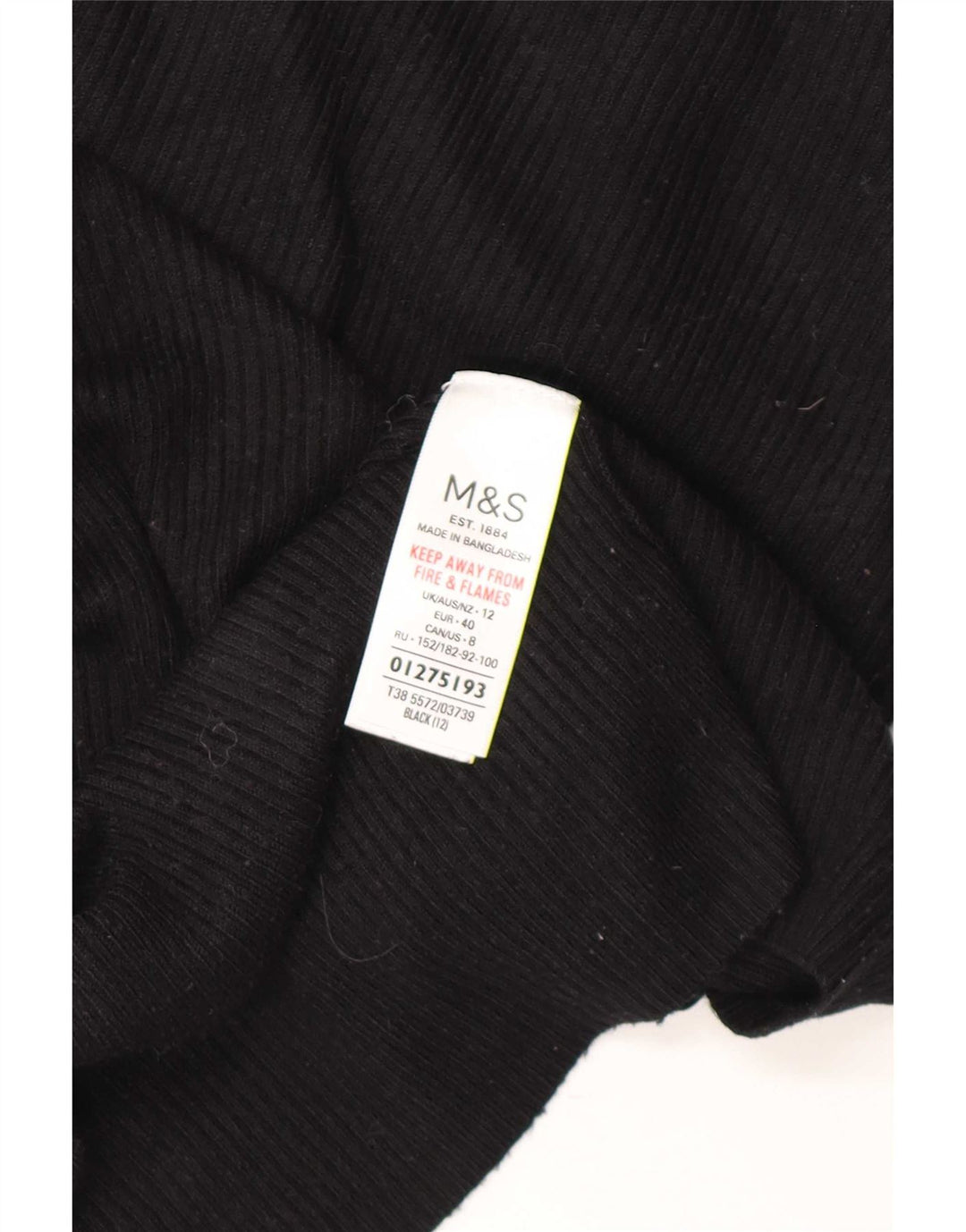 Maglione maglione a collo alto da donna Marks & Spencer UK 12 viscosa nera media