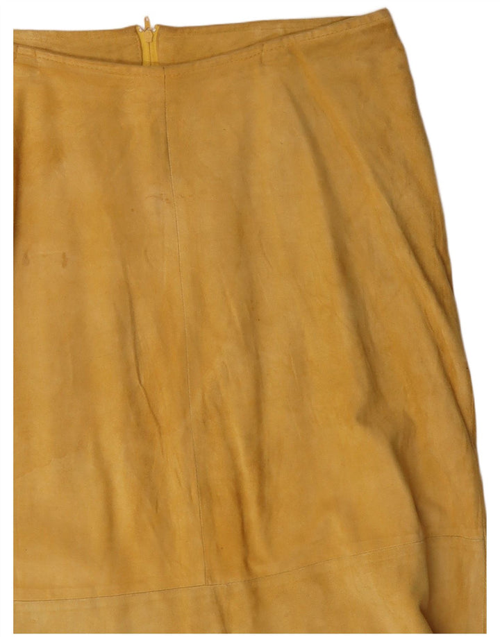 Gonna da donna in pelle scamosciata VINTAGE IT 44 media W30 in pelle gialla