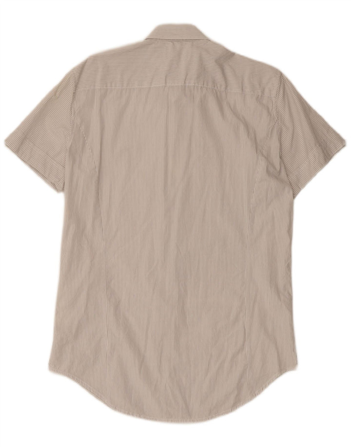 Camicia da uomo a maniche corte Diesel Large in cotone gessato bianco