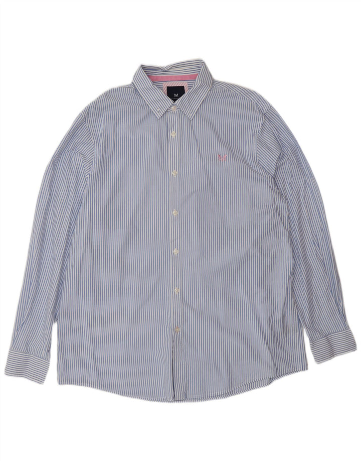 Crew Clothing Camicia da uomo dalla vestibilità classica XL in cotone a righe blu