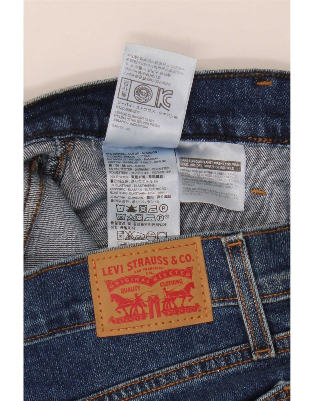 Gonna di jeans da donna Levi's W24 XS in cotone blu