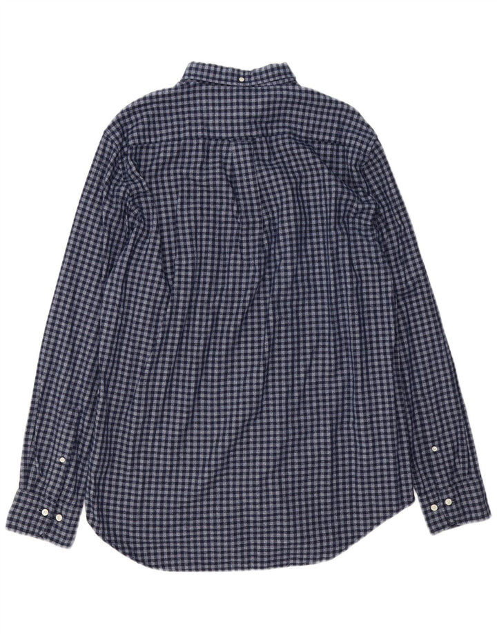 GANT Camicia da uomo in flanella taglia 41/42 16 1/2 grande a quadretti blu navy