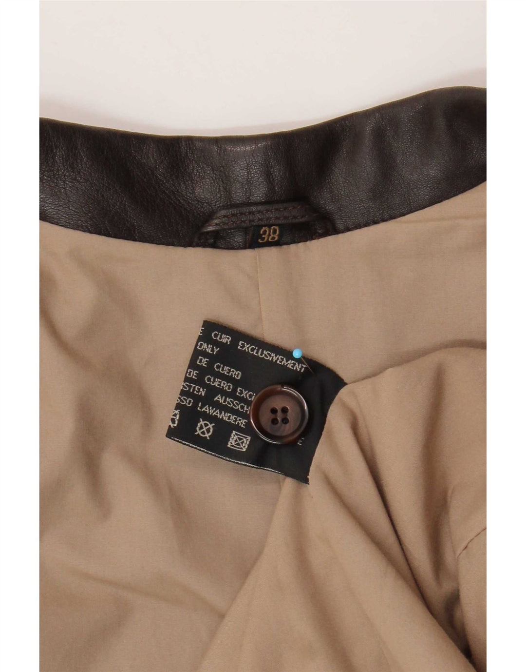 Giacca blazer in pelle vintage da donna a 3 bottoni EU 38 in pelle marrone medio