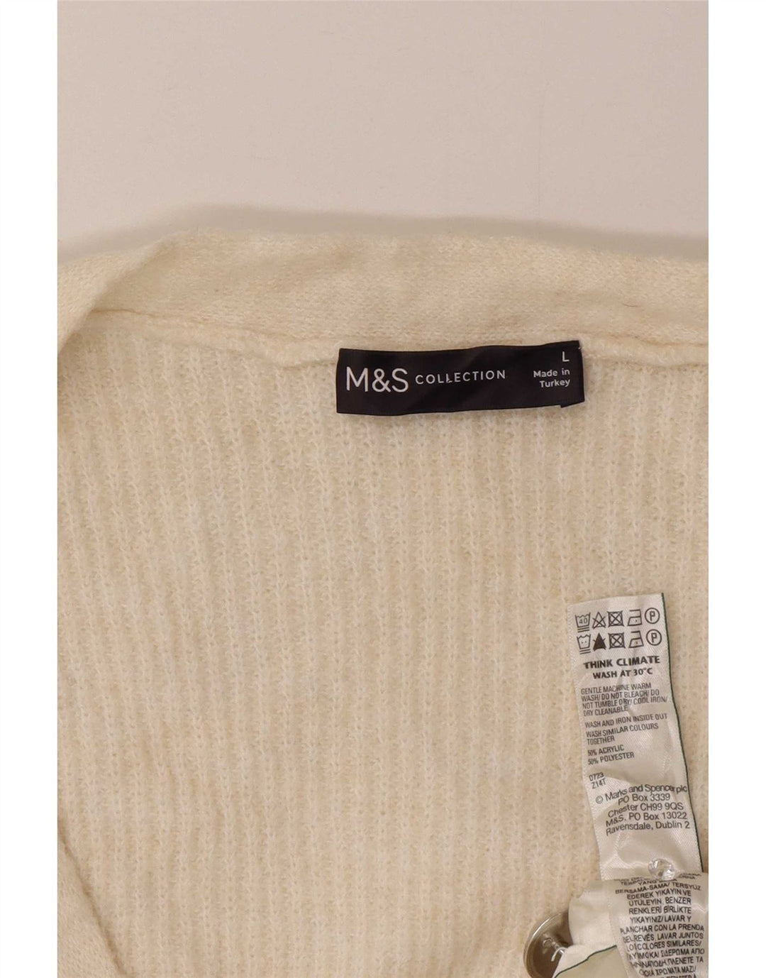 Maglione cardigan oversize da donna Marks & Spencer UK 16 grande bianco sporco